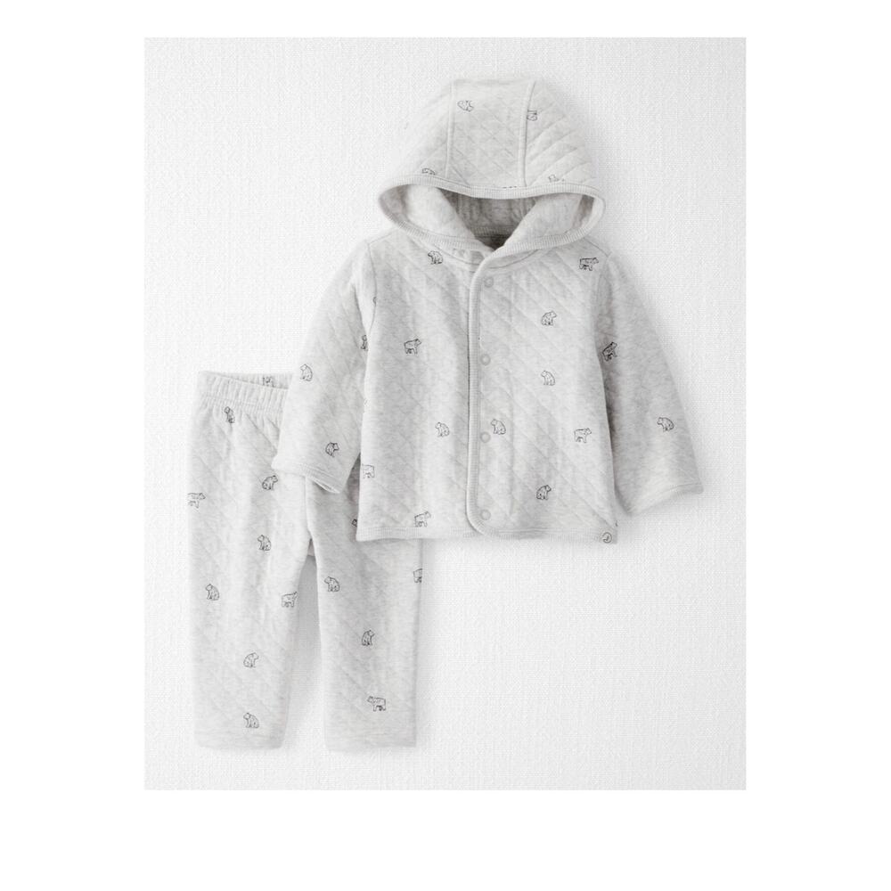 Little Planet by Carter’s Baby Outfit Set Quilted Hooded Jacket & Pants Gray Bea